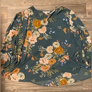 Fun2Fun Long-sleeve Flower Blouse Green Size 2X-Like NEW